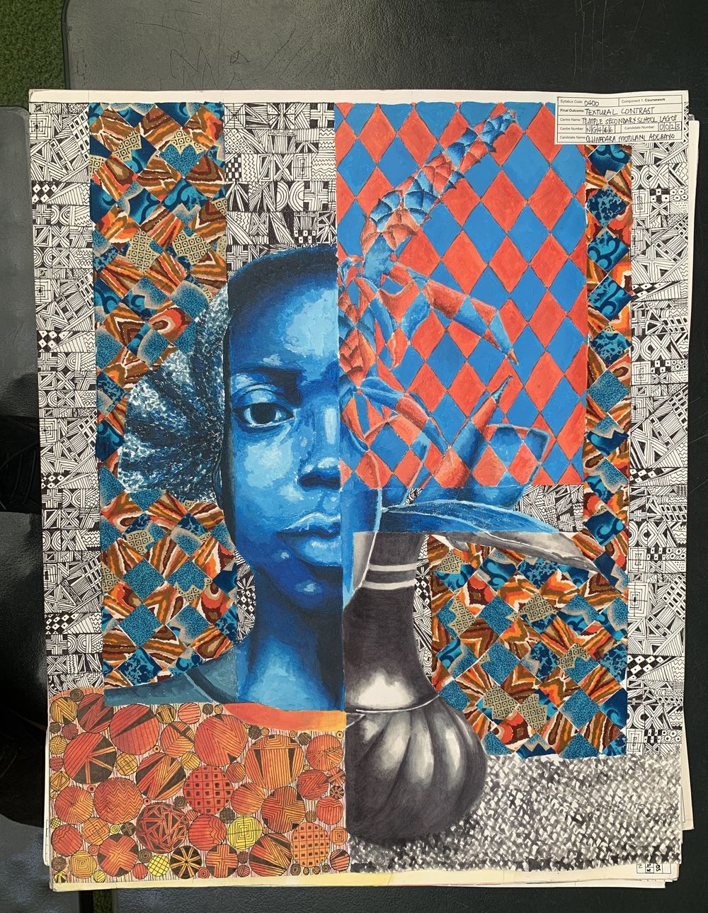 Textural Contrast - final piece acrylic and collage