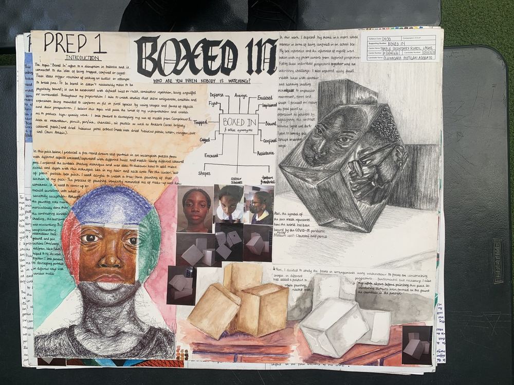 Boxed In - IGCSE mixed media sketchbook