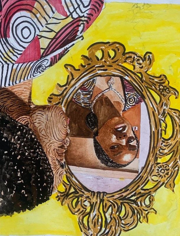 Mirror study - watercolour development