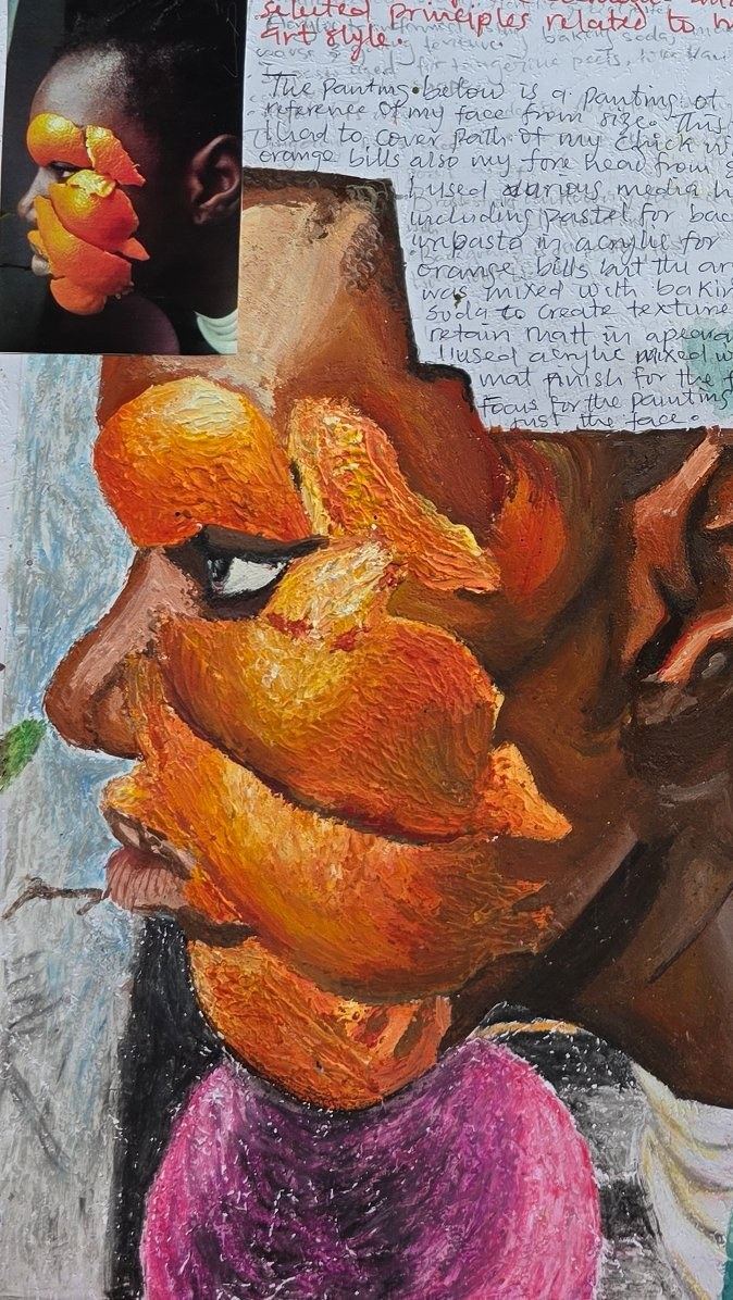 Orange peel face - impasto acrylic