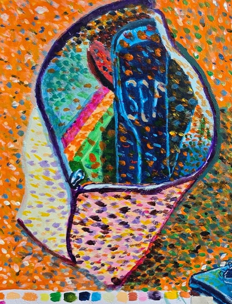 Pointillist shoe study - acrylic