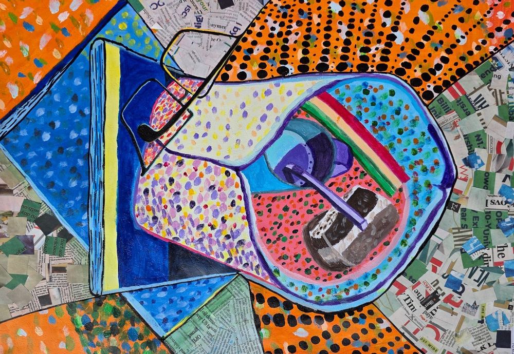 Getting Ready final outcome - pointillist acrylic