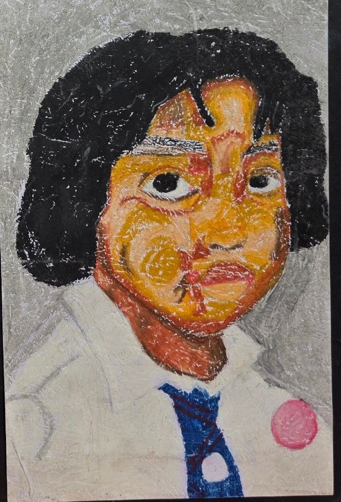 Self portrait study - oil pastel