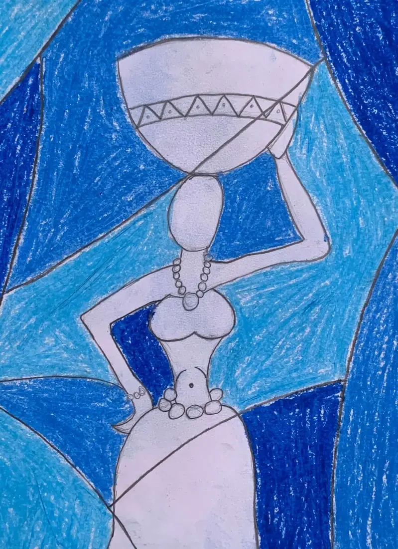 SEN student artwork - expressive coloured study