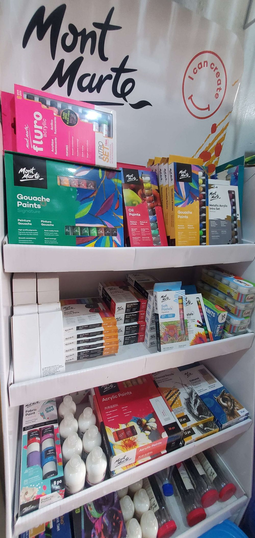 Mont Marte art materials in stock - gouache, oil, acrylic, pastels
